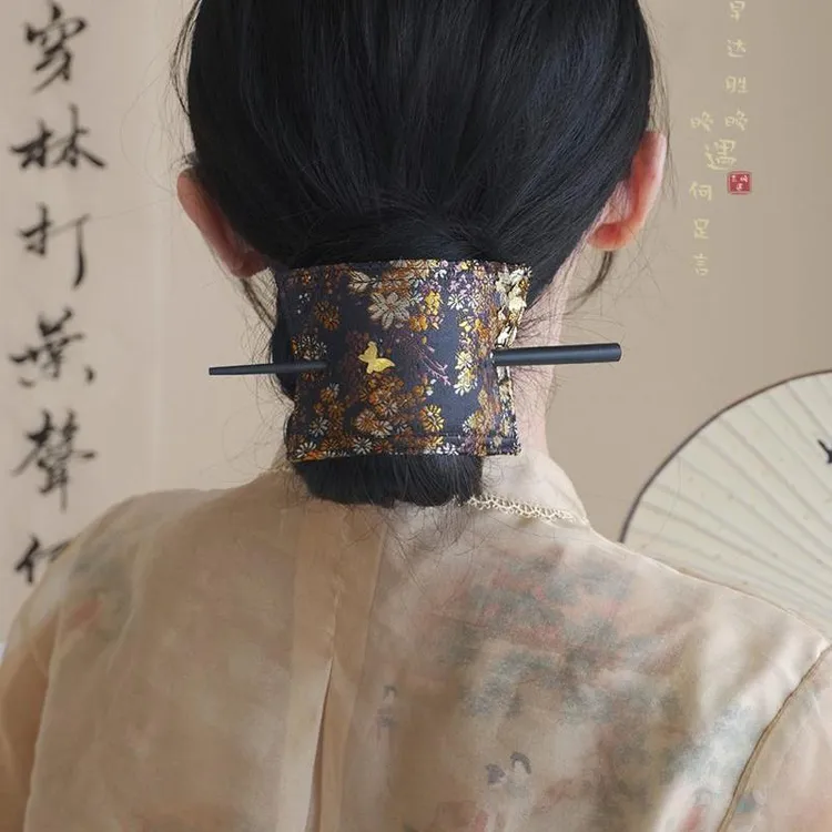 [锦华]手工刺绣布艺发簪女高级感发钗新中式古风国风旗袍发饰品