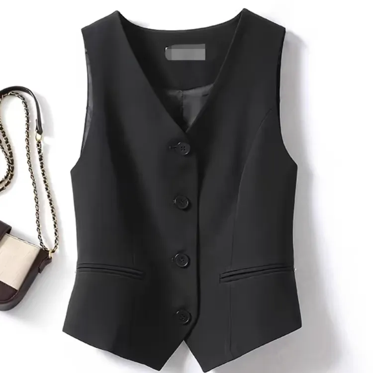 2025黑色马甲百搭马甲春夏新款显瘦修身外搭叠穿坎肩西装马甲女款