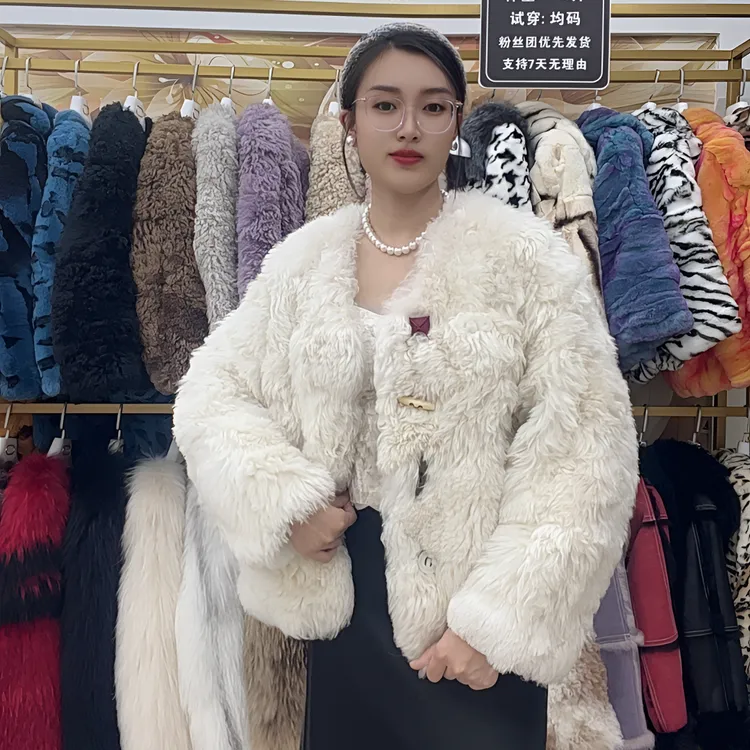 【整皮托卡】羊毛皮女装外套   纯色撞色  V领圆领翻领  短款中长款