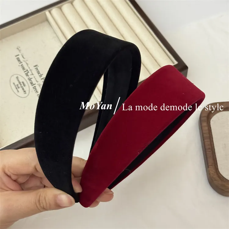 简约复古丝绒宽边发箍气质百搭头扣秋冬新款高级感头箍外出压发卡