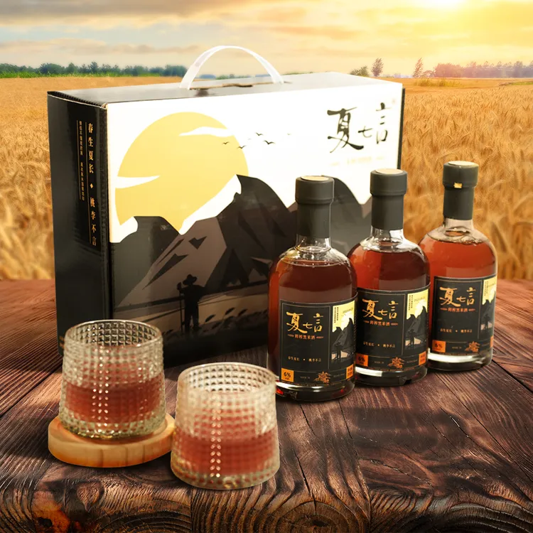 夏七言鲜榨黑米酒6度纯粮酿造微醺甜米酒米露玻璃瓶装黑糯米酒