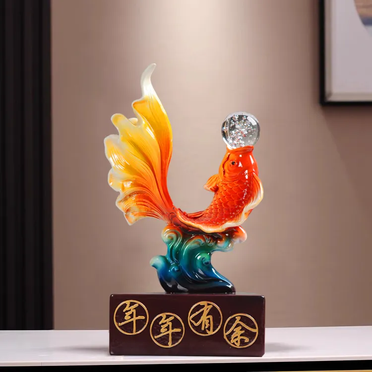 年年有余锦鲤鱼桌面招财摆件玄关酒柜如鱼得水客厅招财摆件风水