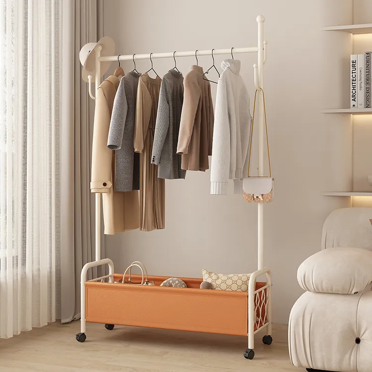 家用挂衣架落地衣帽架客厅可移动衣服架房间阳台立式衣架子落地式