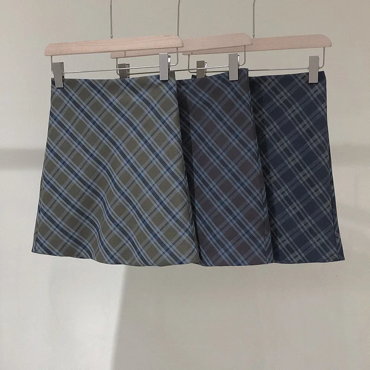 东大门2024春季格子半身裙女 百搭包臀短裙新款高腰一步裙A字裙