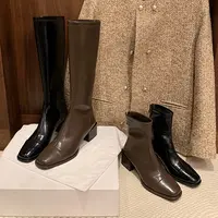 【sheii苏茵茵】两个版本~后拉链粗跟中高筒长靴女瘦瘦短靴E4306309