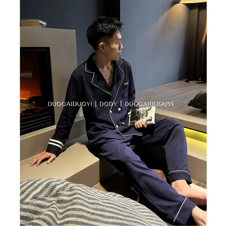 DCDY早秋季纯棉长袖原创小众设计雅痞风四季可外穿韩版家居服套装