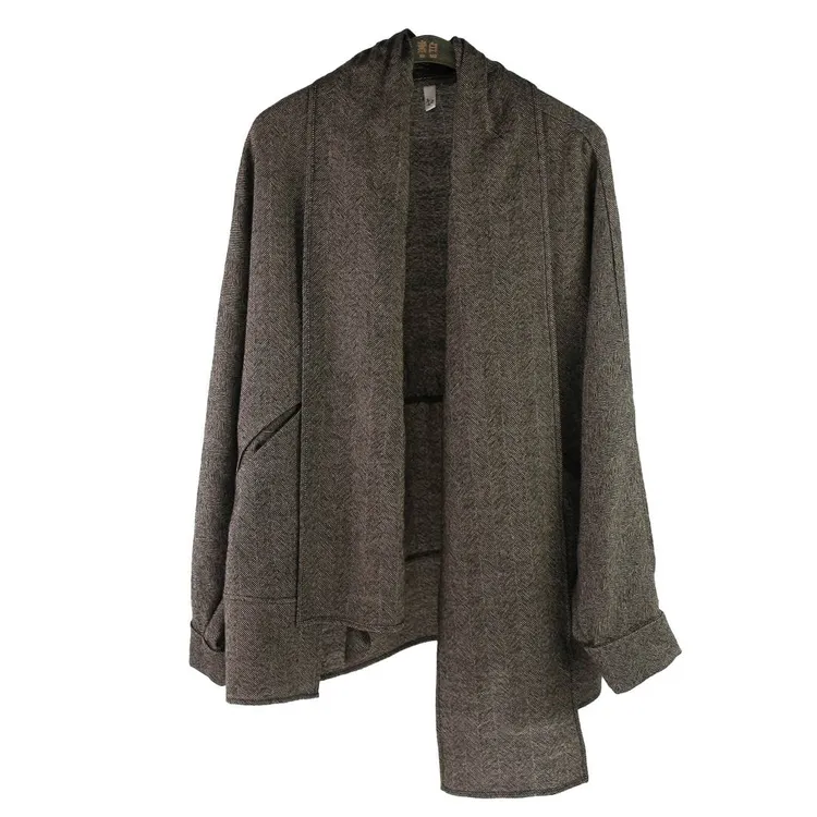 【素白】SB22AWW8148秋冬宽松绵羊毛外披开衫长款外套