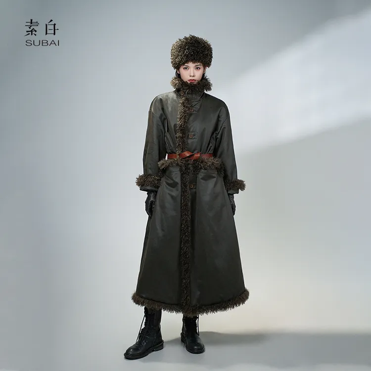 素白马乖【宫二】R00139冬款油蜡质感复古保暖防风棉衣外套