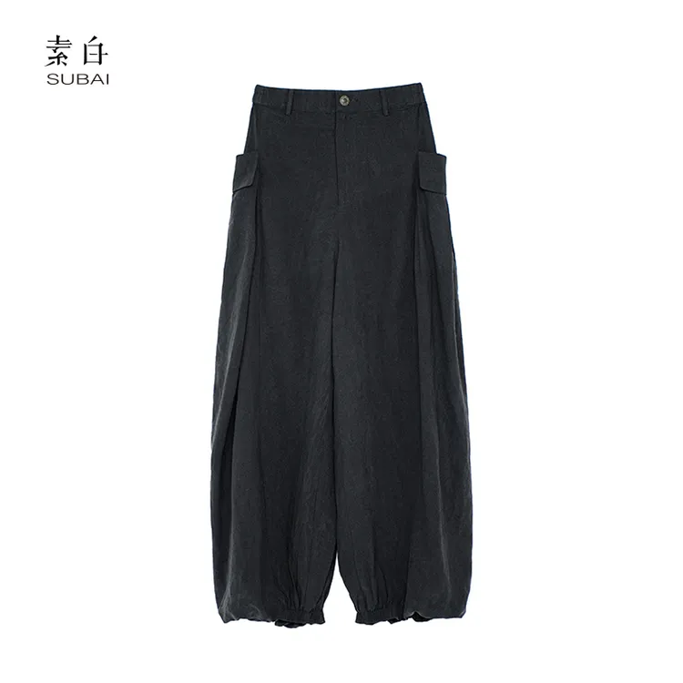 SB2407K00035素白【哪吒】时尚个性简约松紧膏腰百搭透气舒适休闲裤