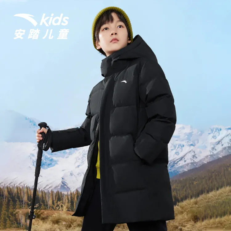 安踏儿童中长款羽绒服冬季新款男大童运动上衣百搭外套A52447902