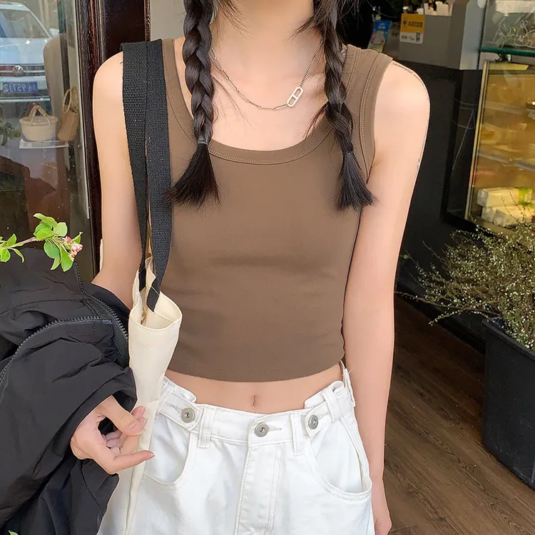 吊带背心内搭短款打底夏季外穿修身白色辣妹纯色露脐显瘦百搭修身