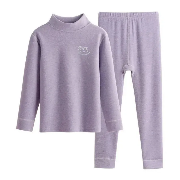 双面德绒儿童加绒无骨秋冬季爆款保暖套装打底儿童保暖半高领内衣