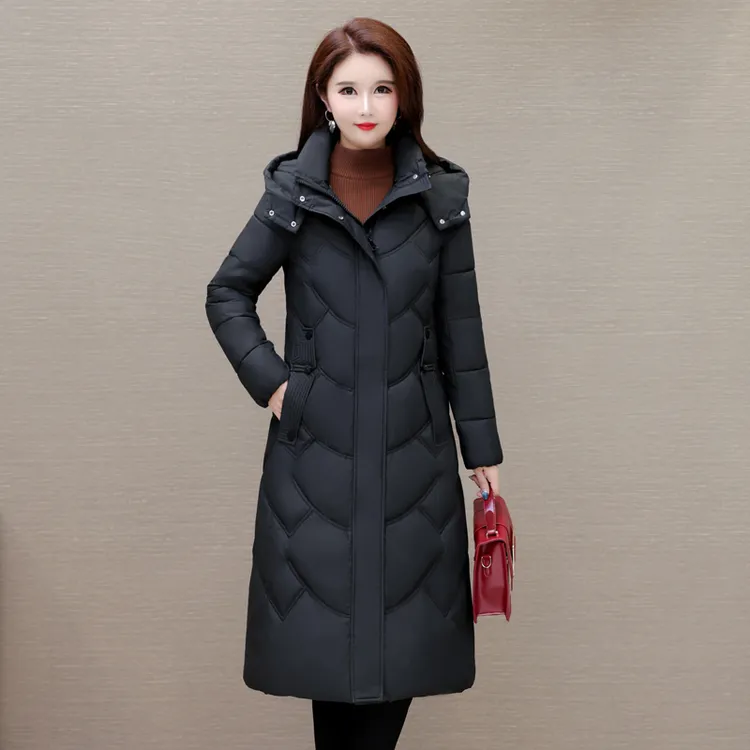 2025新款过膝长款棉服女修身显瘦大码棉衣女