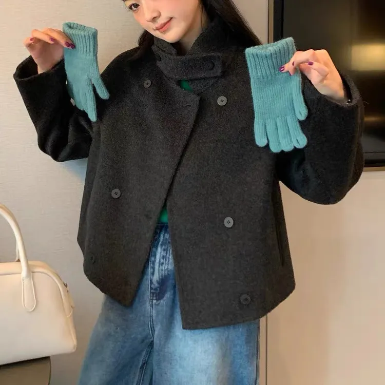 2025新款高级软糯毛呢慵懒时尚小个子羊毛大衣短款休闲百搭外套女