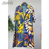 21088#蓝色草原 JSANG大码裙式开衫外套