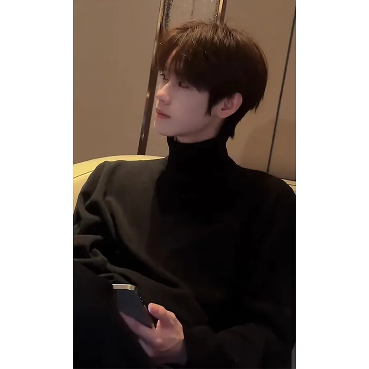 黑色内搭高领毛衣男款冬季加绒加厚慵懒高级感cleanfit打底针织衫