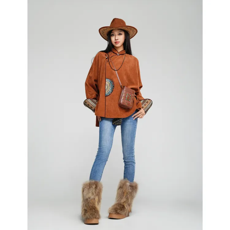 浣熊毛加厚冬季雪地靴内里绵羊毛中筒保暖休闲加绒厚底真皮