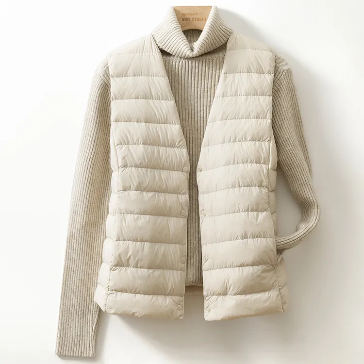 90绒2024冬新款轻薄羽绒服女内胆小个子马甲圆领内穿无领轻便背心