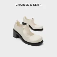CHARLES & KEITH浅口一字扣粗跟玛丽珍鞋 CK1-60920384 