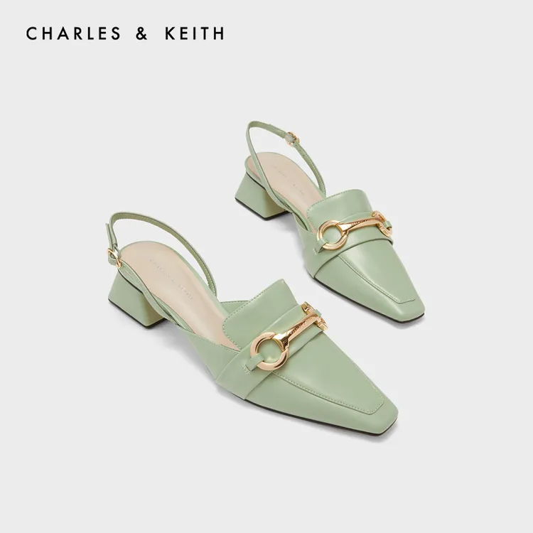 CHARLES&KEITH夏季时尚百搭小方头包头凉鞋方跟女鞋CK1-60580261