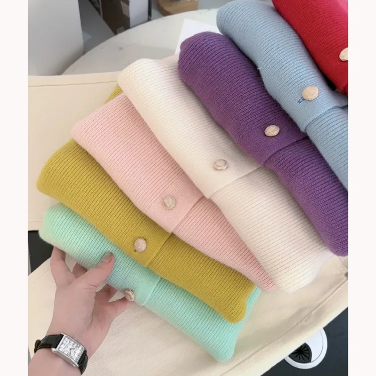 【小媛家】奶呼呼多色春款纯色百搭针织小开衫