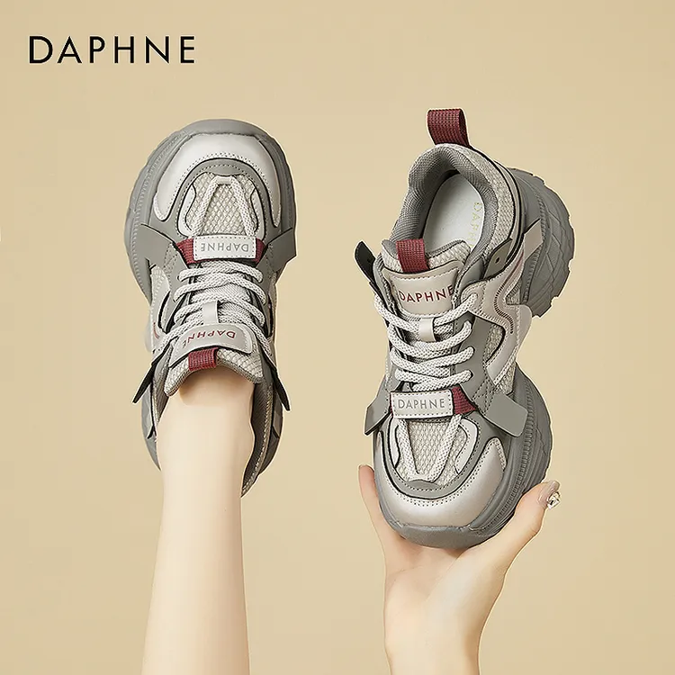 达芙妮超厚底松糕老爹鞋女2025春季小个子增高7cm潮流运动休闲鞋