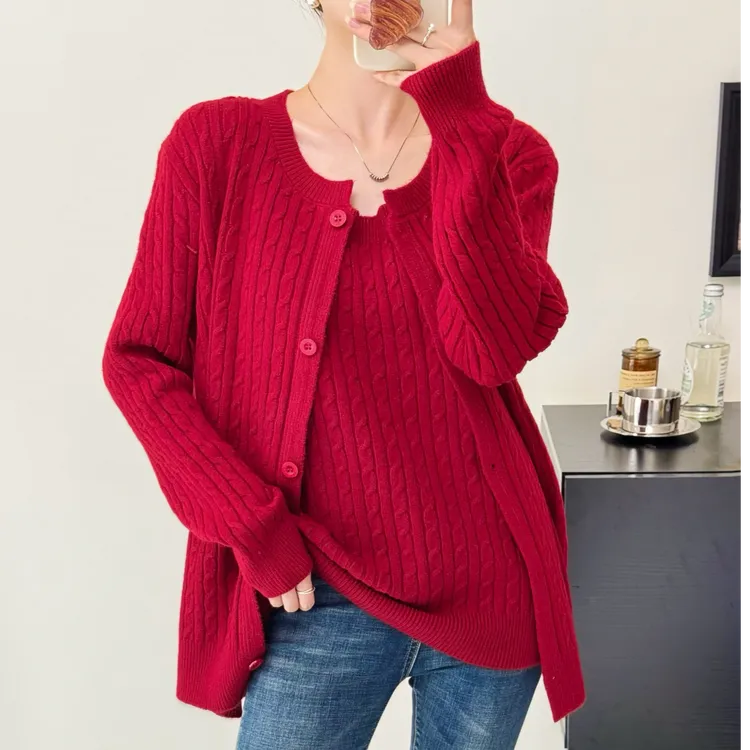 200斤网红大码背心外搭两件套显瘦慵懒胖mm遮肉8818