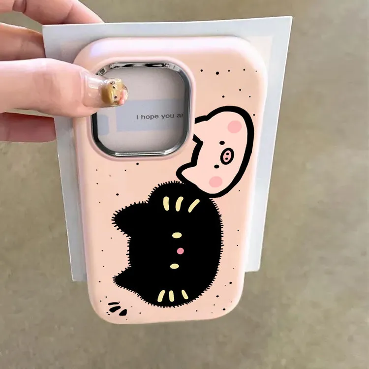 黑猫适用苹果iphone小米15/14/13promax防摔vivo华为oppo手机壳女