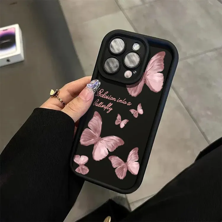 简约蝴蝶英文适用iphone15/14/13苹果手机壳华为vivo小米oppo红米