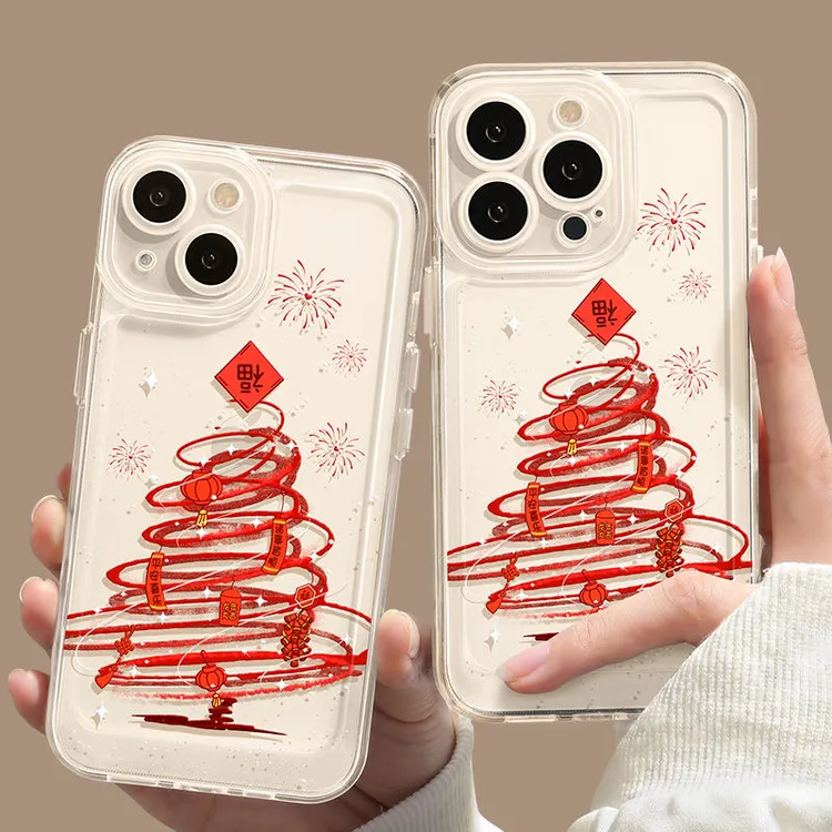 烟花圣诞树适用苹果iphone小米15/14/13防摔vivo华为oppo手机壳