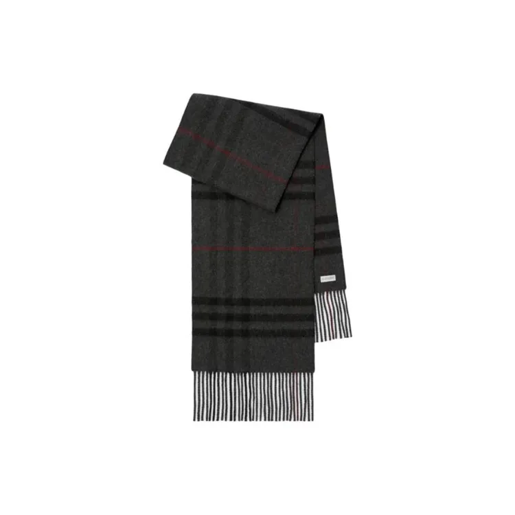 全新未使用 BURBERRY/博柏利 灰色格纹气质秋冬长款保暖情侣围巾