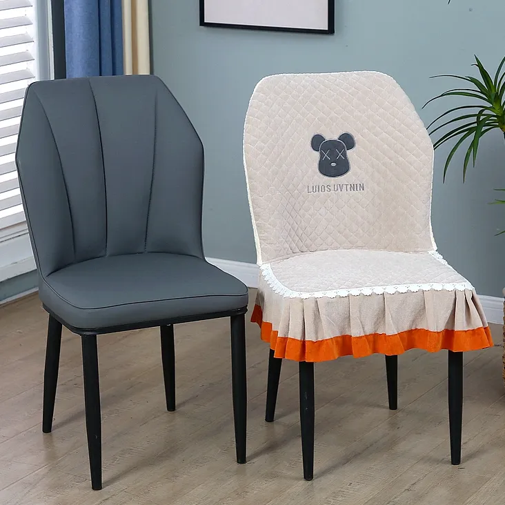 新款轻奢弧形椅子套罩四季款雪尼尔加棉防滑餐桌椅子垫大版凳子套