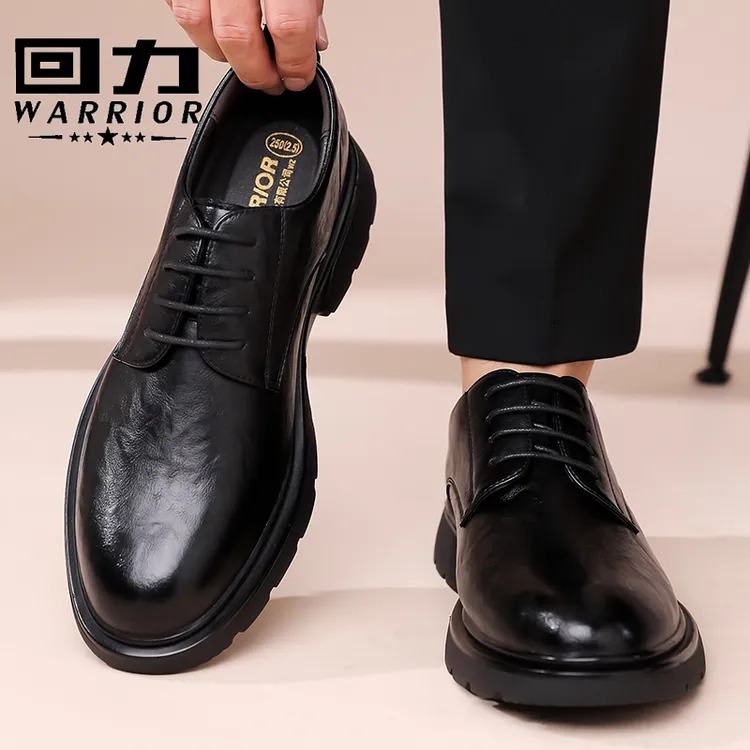 回力大头皮鞋男款秋季休闲复古厚底增高德比鞋正装英伦风黑色潮鞋