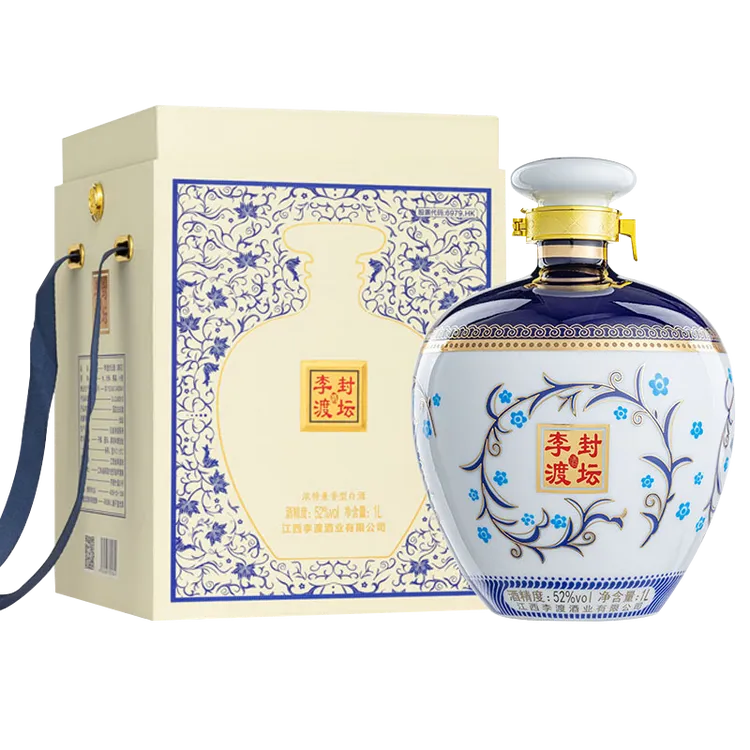 李渡青花礼盒兼香型纯粮口粮瓷坛封坛大瓶白酒52度1000ml