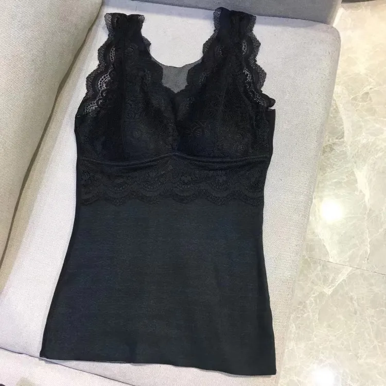 背心保暖德绒蕾丝美背打底女士