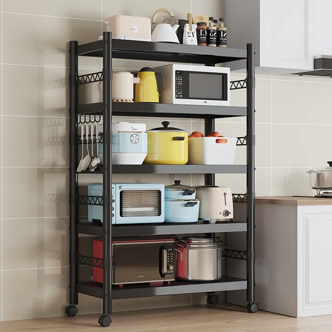 厨房60cm落地置物架厨房多层收纳架整理架多功能微波炉架子可移动