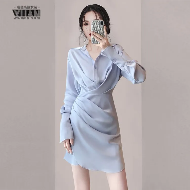 轻奢修身轻熟风名媛职业女神范2025秋装新款设计感收腰气质连衣裙