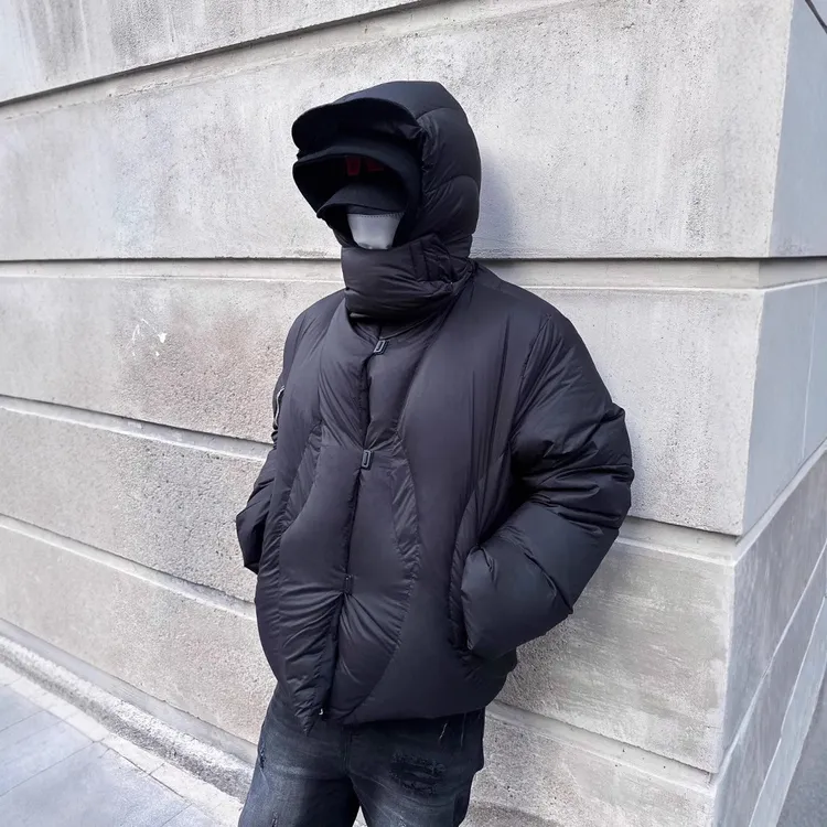 SP 2024冬季新款解构设计可拆卸帽子立领面包高克重羽绒服90白鸭