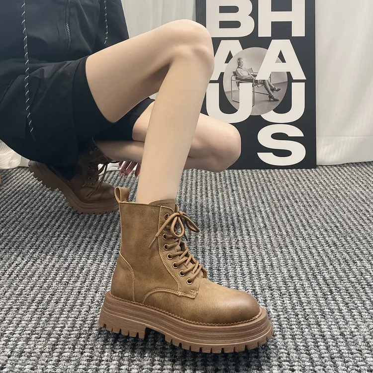 百搭复古马丁靴厚底英伦风美拉德秋冬系带女鞋春秋网红真皮1013