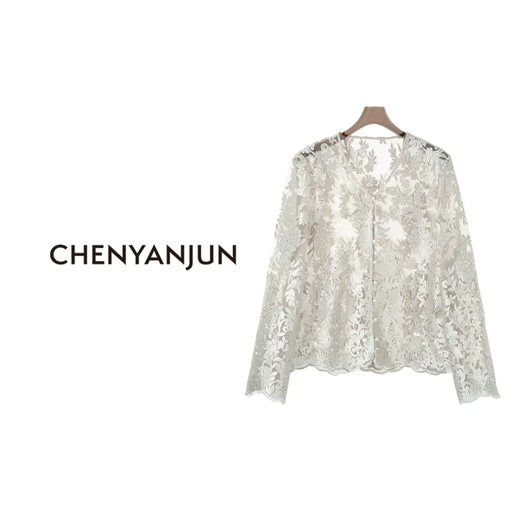 陈妍君【刺绣花朵蕾丝开衫】CHENYANJUN  CYJ-WW125-Y010