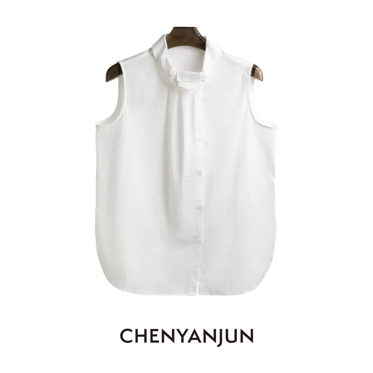 陈妍君CHENYANJUN无袖荷叶领通勤设计感衬衫CYJ-WWO74-WJ152