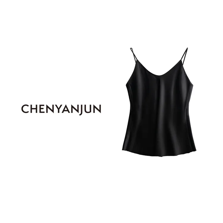 陈妍君CHENYANJUN獨家定制超光感斜裁醋酸吊带上衣CYJ-WWO74-W025
