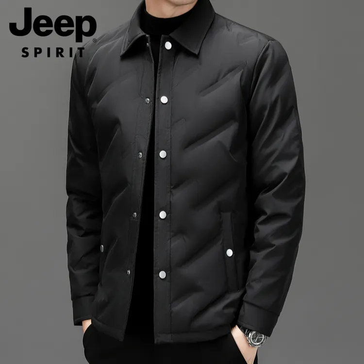 JEEPSPIRIT吉普翻领潮流休闲羽绒服轻薄冬季短款商务男装保暖夹克
