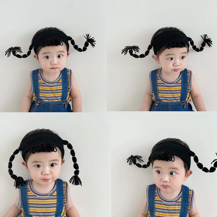 婴幼儿搞怪发箍头箍婴儿发带韩版假发辫子超萌女宝宝头饰韩系0-1