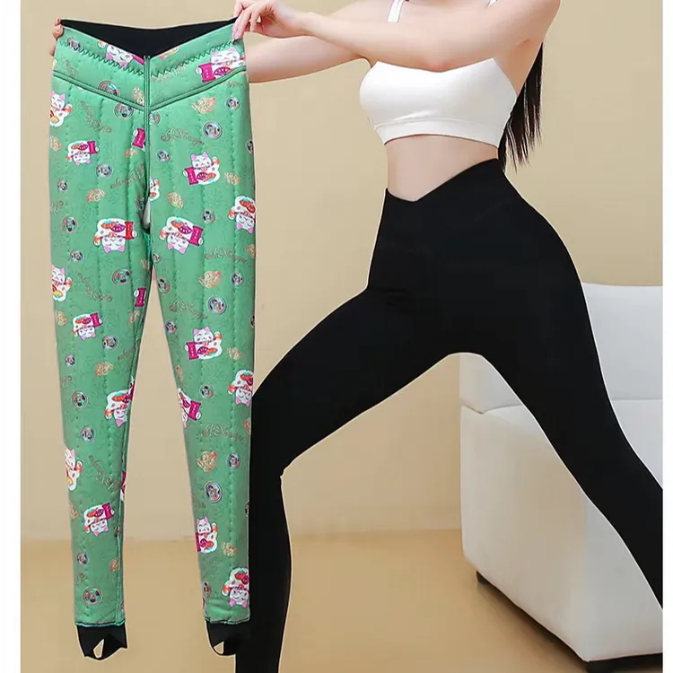 2 新款八方来财女士高腰保暖一体裤     冬季加厚外穿保暖打底裤