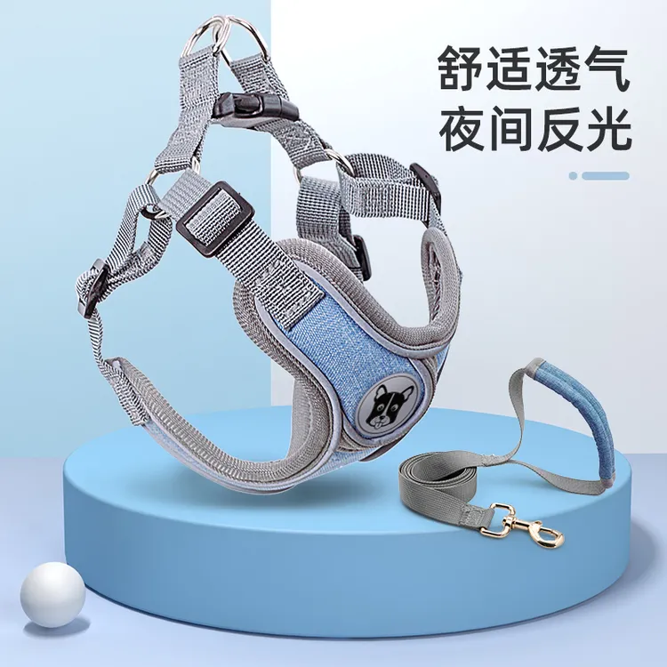 狗链子溜狗绳背心式可调节耐磨胸背带泰迪柯基法斗中型小型牵引绳商品图