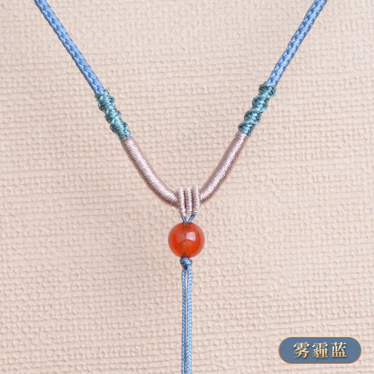 复古风细款可调节蛇年本命年半成品男女吊坠挂脖锁骨项链绳雾霾蓝