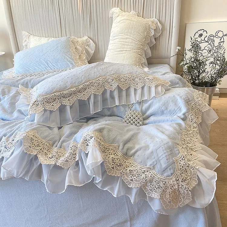 （精选）公主风加厚牛奶绒床单四件套双面珊瑚绒面被套冬季轻奢床品