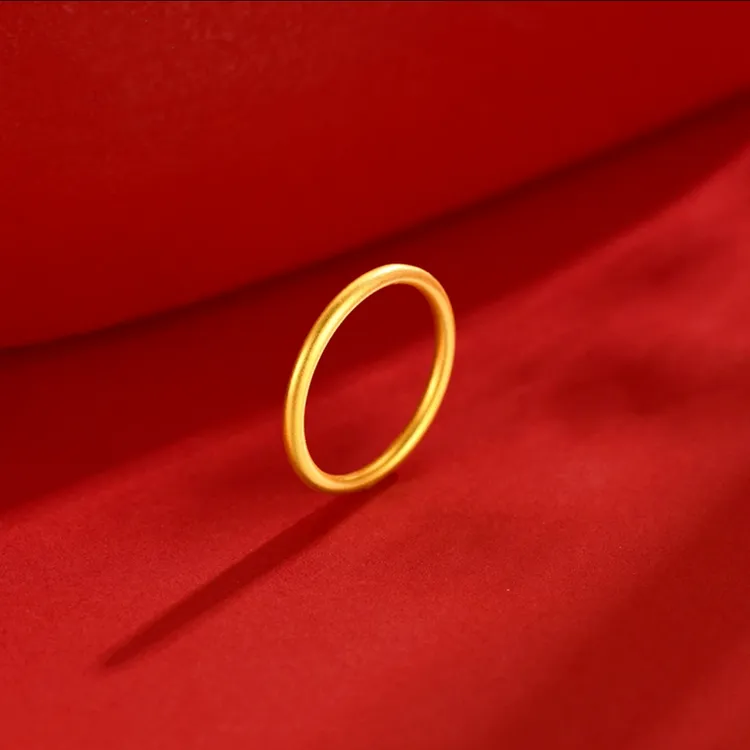 铜合金戒指 古法传承素圈戒指网红轻奢金色指环不掉色送妈妈礼物