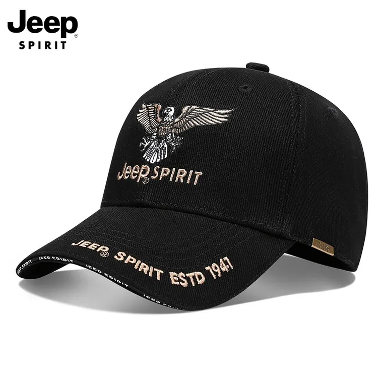 帽子男款棒球帽秋冬加厚重工老鹰刺绣美式休闲纯棉鸭舌帽时尚百搭